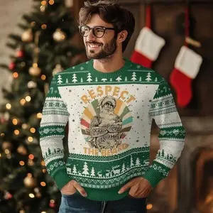 Santa Respect The Beard Ugly Christmas Sweater Knitwear Menswear