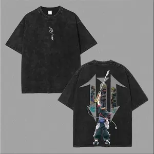 KINGDOM HEARTS SORA 2 sided Washed Tshirt Unisex graphic tee 90s Fabric Fit Clothes Top Cotton, Menswear Top Black Casual Crewneck Shortsleeve Clothes Soft