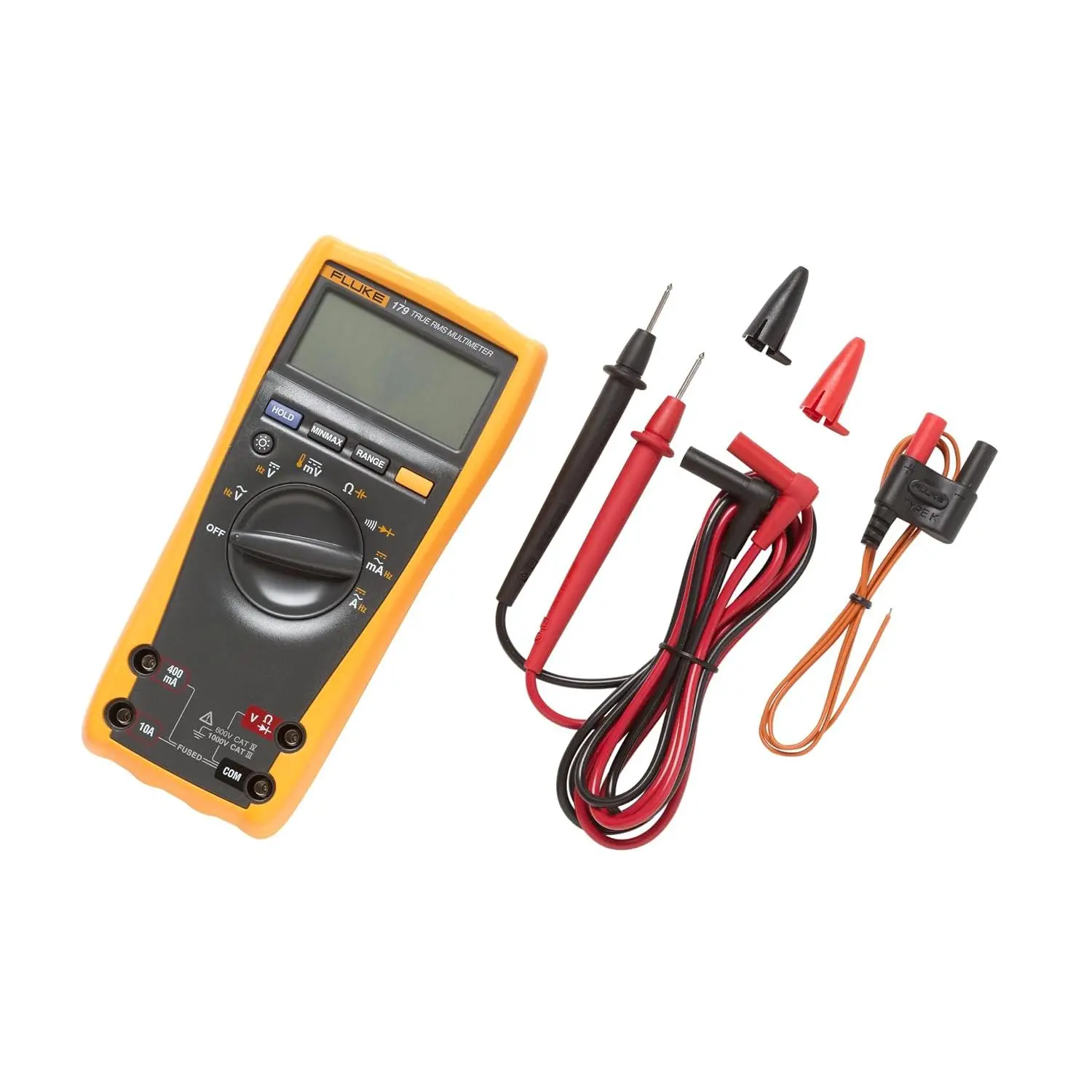 Fluke 179 Multimeter with Backlight, Includes Built-In Thermometer to Measure Temperature, Measures True-RMS AC Current and Voltage, Frequency, Capacitance, Resistance, Continuity and Diode | Backlight