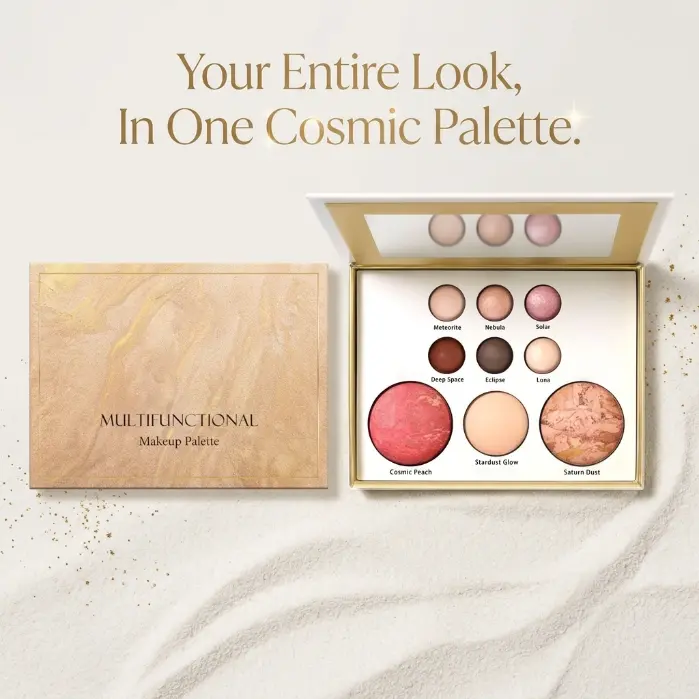 Holiday Baked Starter Kit 4PC - Full Face Makeup Palette with Powder Foundation and Brushes for Flawless Skin - Beauty Kit