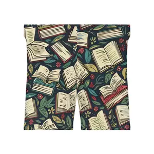 Book Lover Women's Biker Shorts, Reading Enthusiast Athletic Shorts, Library Pattern Bike Shorts, Literary Gift for Her, Workout Lounge Wear