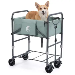 [FLASH SALE] Garvee Portable Dog Bath Tub for Small & Medium Dogs, Folding Elevated Pet Grooming Station with Wheels, 4-Level Adjustable Height, Dog Wash Station for Home, 1000D PVC, Fits Up to 33 lbs, Light Gray