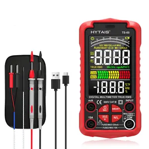 Ts-60 Digital Multimeter with Color Screen, Voltage Tester, Rechargeable AC/DC Voltage Current Resistance Temperature Capacitance Measurement, Ideal for Electricians Home Repair and Car Repair