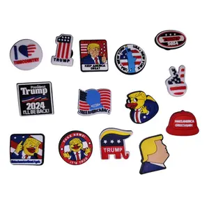 Trump MAGA Funny Shoe Charms c Assorted Designs Featuring "Trump" and "2024" Text, Featuring Fun and Iconic  Characters - Footwear, Comfort Decor