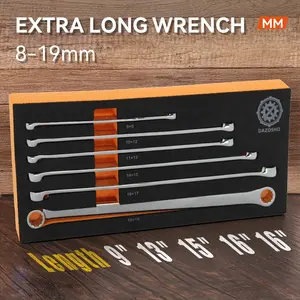 Long Arm Wrench Set, Crv Steel Aircraft Grade, Dual-Head Design, Ideal for Home & Car Repair, Comes with Eva Foam Box