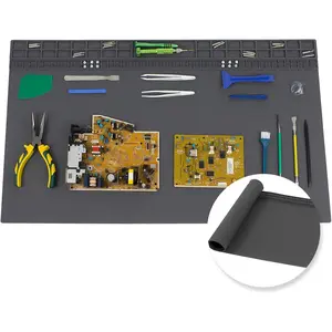 Large Soldering Mat, 27.6''x15.7'' Oversized 932°F Heat Resistant Workbench Mat, Large Repair Mat for Electronics Phone Laptop Repair, BGA Soldering Gun Iron (Grey)