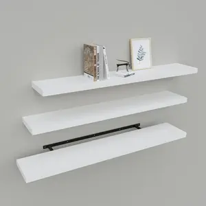 Floating Shelves for Wall Set of 3, 36" White Wall Shelves for Home, Frame Display White Floating Shelf for Living Room, Bedroom,,