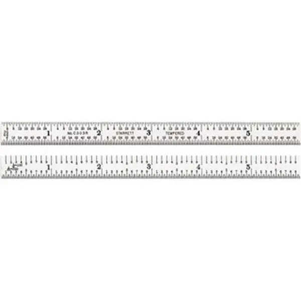 Starrett Flexible Chrome-Plated Steel Rule - 24" OAL, 1" OAW Silver Satin Finish, 3R Fine Graduations (1/32", 1/50", 1/64"), Model 51338