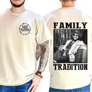 Women's Round Neck Shortsleeve Cotton Graphic Shirt - Retro Western Country Music Family Tradition Hank Jr Clothes for Easy Casual Days