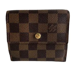 Pre-owned Louis Vuitton canvas Small Leather Goods Damier ebene double sided wallet 304