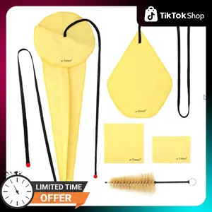 Saxophone Cleaning Cloth Kit, for Alto Tenor Soprano Sax and Other Wind & Woodwind Instruments, Including Cleaning Cloth (4 Pcs) & Mouthpiece Brush