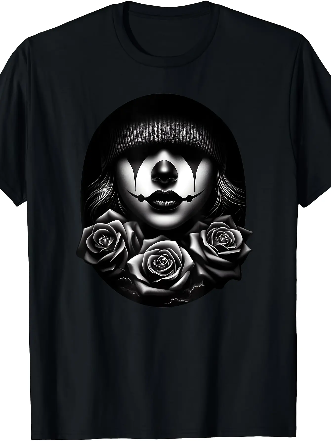 Chicana Payasa Tattoo Chicano Clown Art Chola Women T-Shirt| Vintage Crew Neck, Slight Stretch Fabric, Regular Fit, All-Season Drawing Pattern