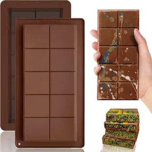 Chocolate Bar Silicone Molds, Large Stuffed Dubai Pistachio Deep Moulds 1 Inch Thick Big Pack of 2, Ideal for Homemade Candy Making, BPA Free DIY