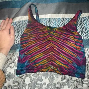 Reverse Tie Dye Fire Flash Hand Made Tank Top with Ribbed Backing for Women