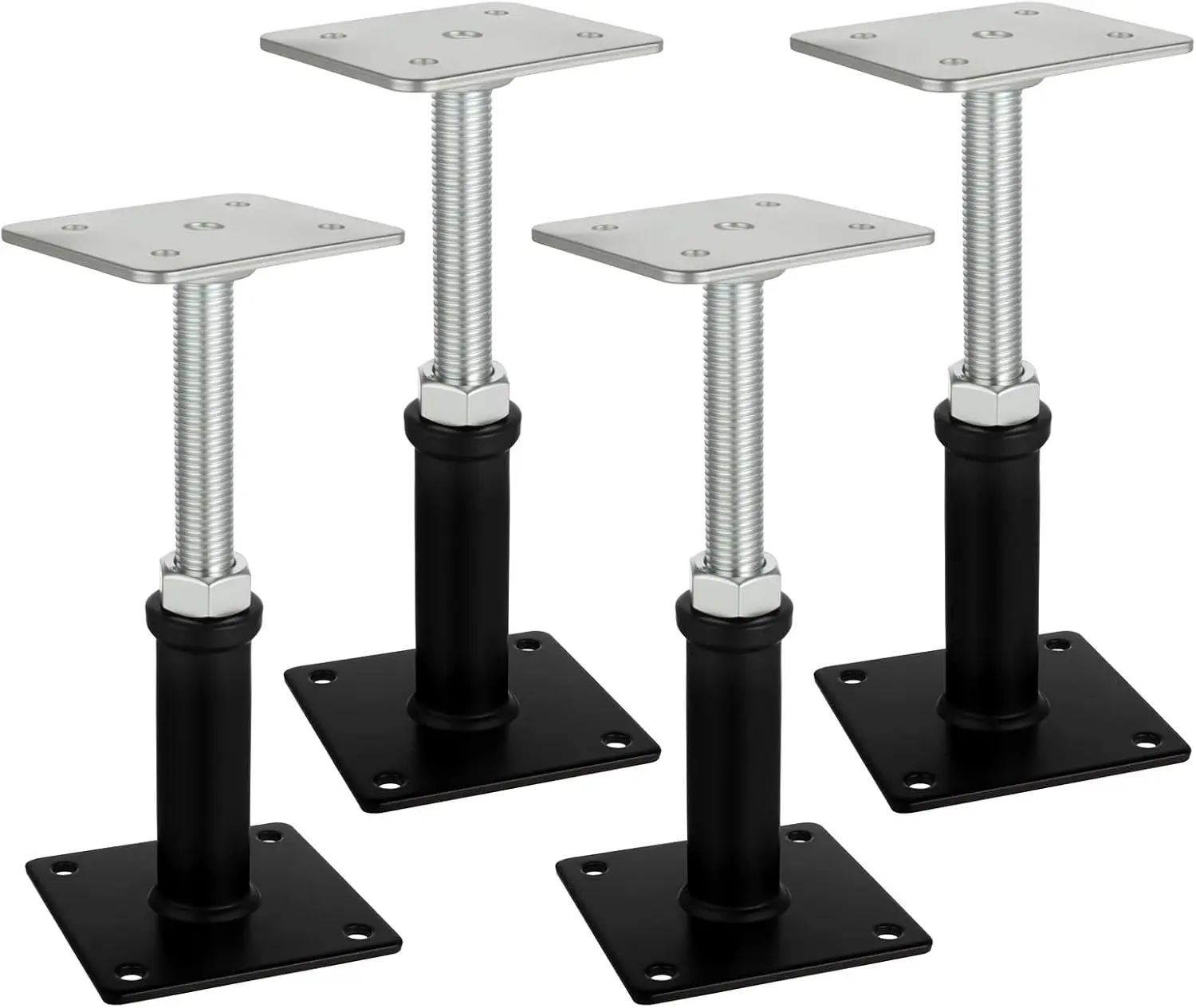 4 Pack House Jacks for Leveling, Screw Jack Adjustable Floor Jack Post | 6" to 9.5" Height Range 4409 lbs Max Height Capacity, Crawl Space Jacks for Stairs, Porches, Roof Beams, Temporary Support