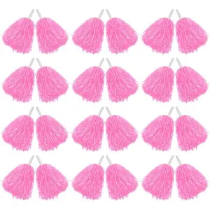 12/24/80PCS Pom Poms Cheerleading  Spirited Plastic  Pompoms with Handles for  Adults Team Party Dance Cheering