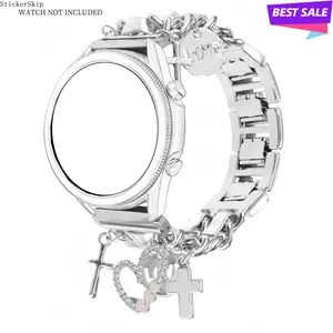 2026 NEW Fashion metallic Watch Band with Pendant, 22mm Universal Watch Band for Samsung Galaxy Watch 3/45mm, Samsung S3 Classic, Watch Accessories for Women, Wearable, Smartwatch Strap
