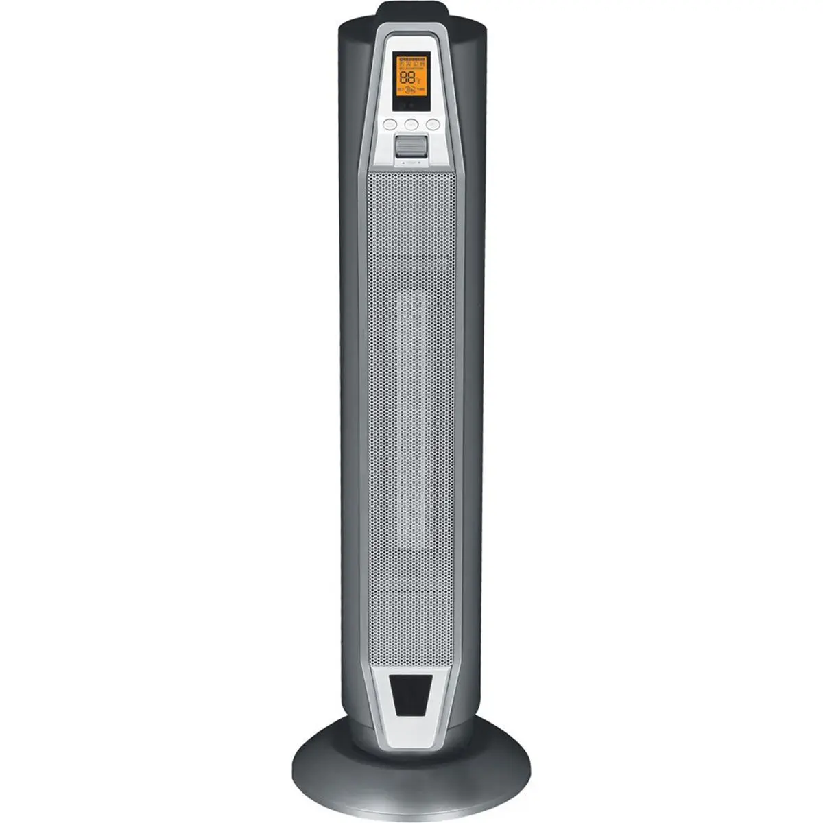 Sunpentown Tower Ceramic Heater for Home - 28.5x9 in, 11 lbs, 120V/60Hz, LCD Display, Temperature Control, Scheduled Shutdown, Elegant Standing Design, 900W Low Heat, 1500W High Heat, Thermo Cut-Off Protection, Fan