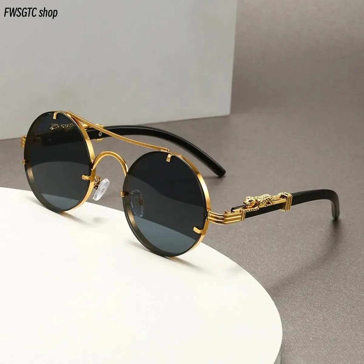 High Quality Unisex Retro Double Bridge Round Sunglasses, Classic Full Rim Vintage Eyewear with Stylish Wood Grain Temples, Effective UV Protection Shades, Fashion Trendy Glasses Perfect for Daily Wear, Driving and Outdoor Matching with nice summervibes