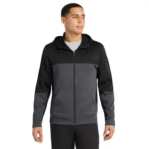 Custom Embroidery or DTF Print - Sport-Tek ®  Tech Fleece Colorblock Full-Zip Hooded Jacket. ST245