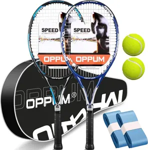 PRO-500 Adult Tennis Rackets, 2-Pack Pre-Strung Racquets for Beginners & Intermediate with Carry Bag & 2 Balls, 105 Sq Inch Oversized Head for Women & Men, Arm Friendly Vibration Control