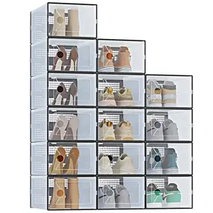 Large Capacity Stackable Shoe Organizer Boxes with Lids, Versatile Shoe Display Storage Shelf Container, Ideal for Storing Sneakers, Flats and Sports Shoes