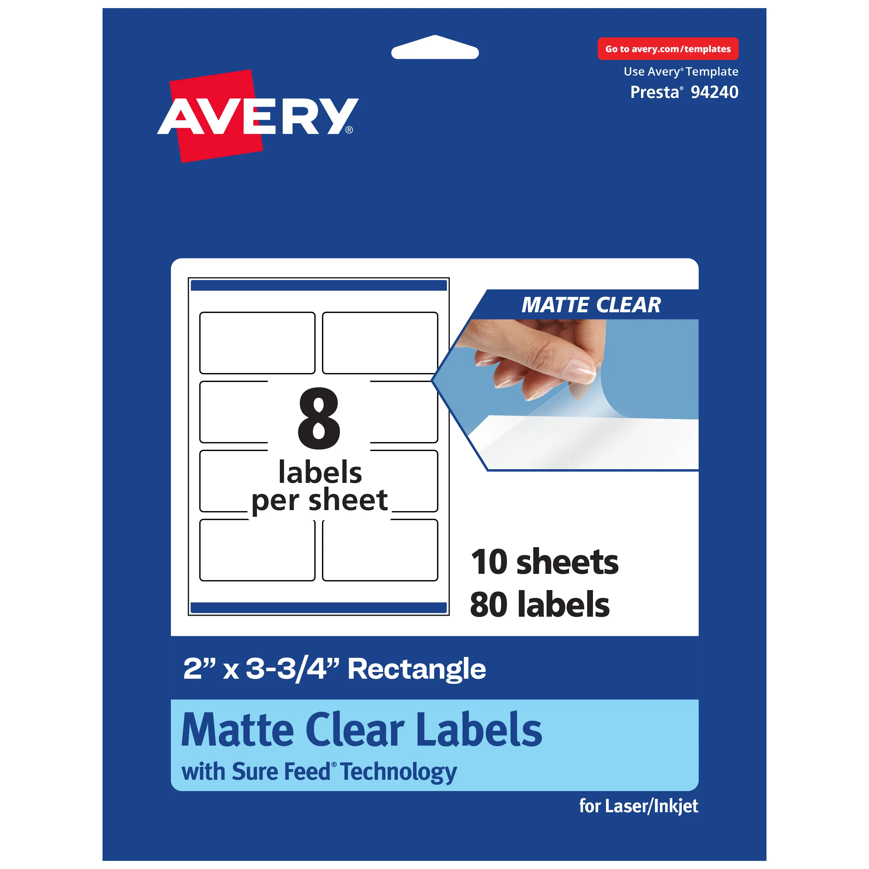 Avery Matte Clear Labels,  2" x 3-3/4" Rectangle