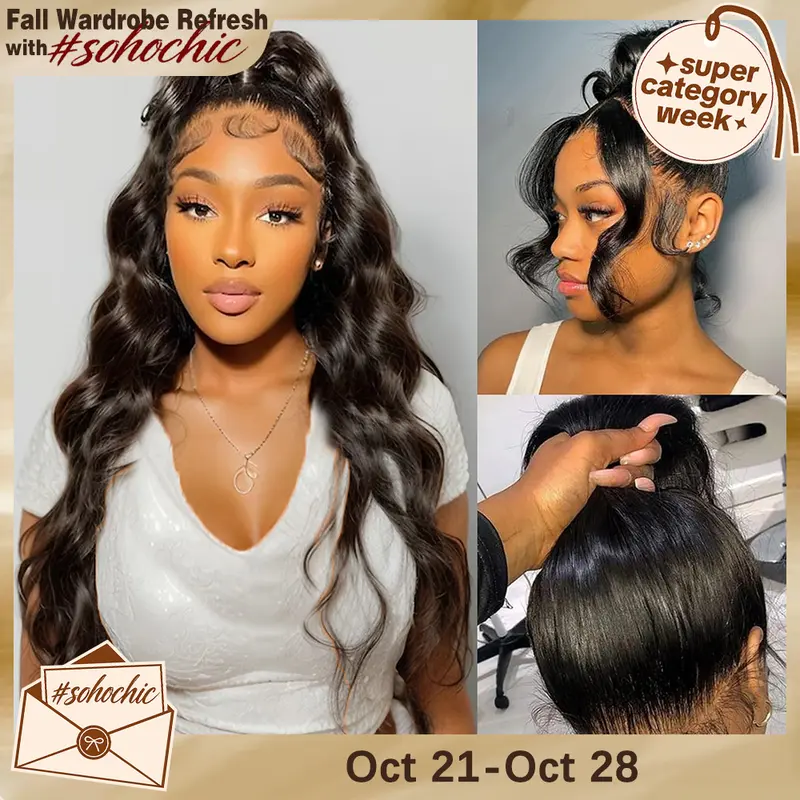Tahikie 250% Density 360 Full Lace Invisi Strap Body Wave Wigs Human Hair Water Wave Transparent Lace Hidden Strap Frontal Black Wigs For Women #Summervibes#tiktokshopmemorialday #SummerWins #DealsForYouDays #TikTokShopBackToSchool#SohoChic
