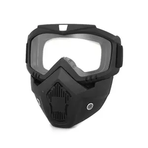 Motorcycle Goggles with Removable Face Mask, Windproof Dustproof Retro Riding Eyewear for Men and Women, Outdoor Biker Gear for Cruiser, Harley Style, Dirt Bike, ATV and Cycling