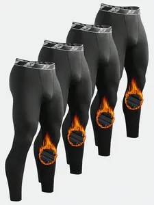 4 Packs Men's Thermal Compression Pants Fleece Lined Sports Tights Athletic Leggings Cold Weather Baselayer Winter Gear sweatpants black friday Black friday Gifts for Christmas