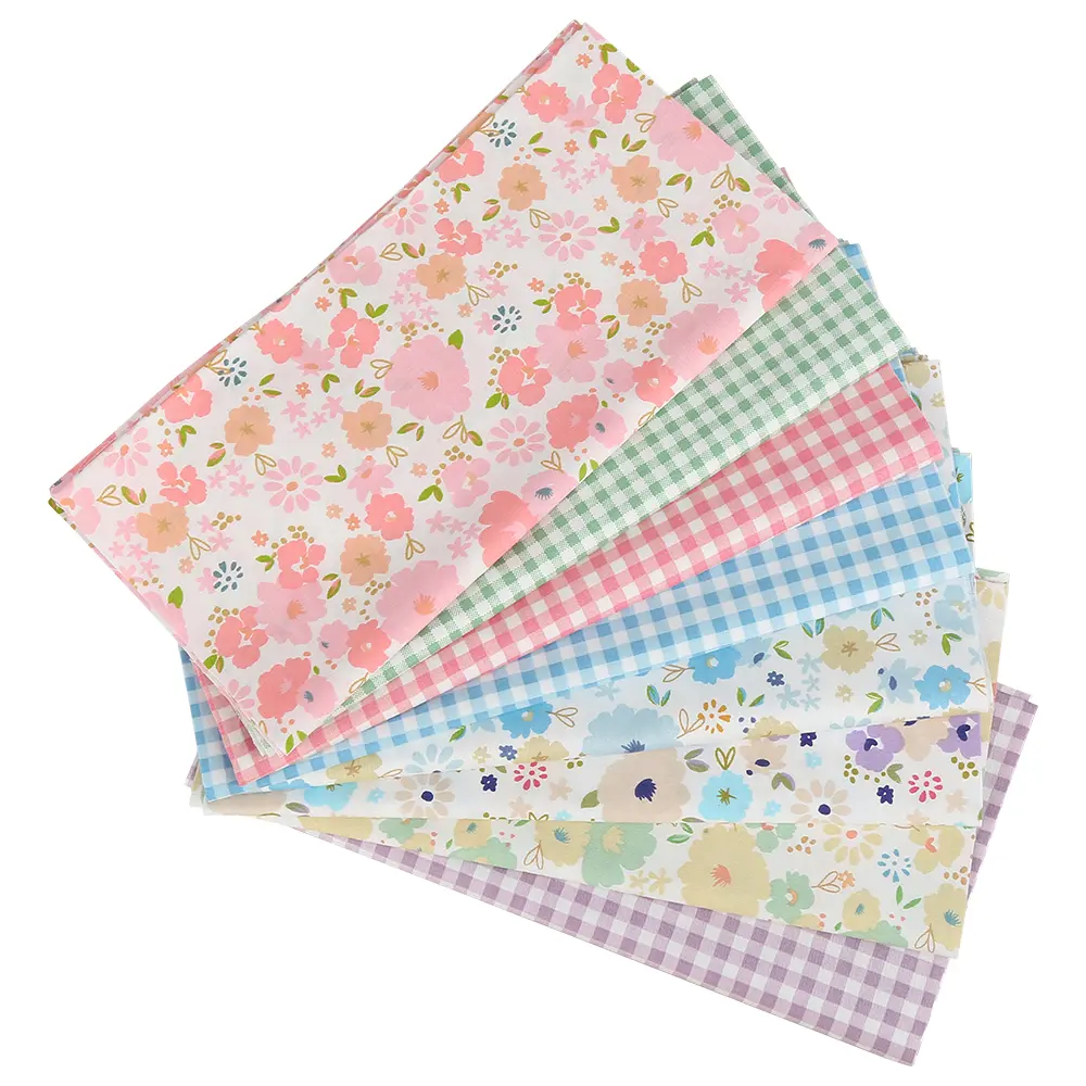 Cotton Floral Print Quilt Squares - 8pcs 20in x 20in Pre-Cut Fat Quarters Bundles, Colorful Mix for Easy Sewing, Quilting Craft Projects campingessentials, Square Shape
