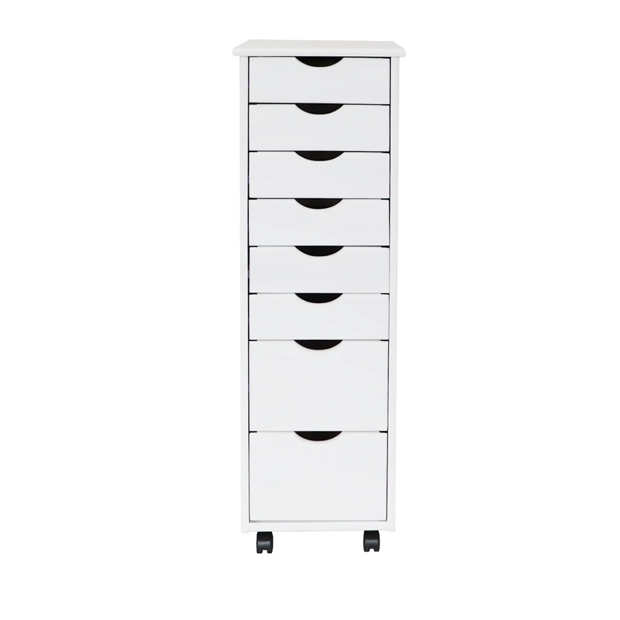 212 MAIN Adeptus Modern Storage Cabinet - Solid Wood Construction, Castor Base, 8 Storage Drawers, White Finish