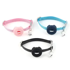 Cat Collar, Reflective Kitten Collar with Breakaway Apple Holder and Bell, Lightweight GPS Tracker Collar for Cats and Puppies
