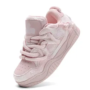 Q-AND Women's Breathable Skateboard Casual Shoes - Thick-soled Sneakers. Versatile In All Seasons, Denim With Thick Laces, Round Toe Design. Lace-up Skateboard Shoes Are Suitable For Walking, Traveling And Daily Wear