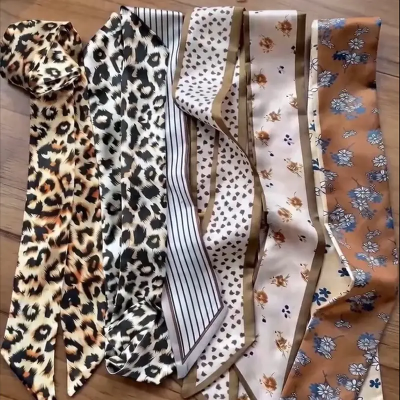 6pcs Women's Vintage Leopard Print Hair Scarves Set, Geometric Scarf, Fashionable Multifunctional Headbands, Stylish Accessories for All Seasons, Vintage Print Headscarves
