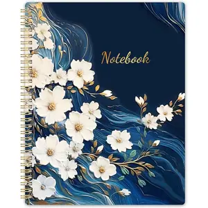 Spiral Notebook - Notebooks Spiral Bound, Journal Notebook with Thick Paper & Back Pocket, with Twin-Wire Binding, College Ruled Notebooks - Journals for Women (8.5" * 11", 160 Pages, Floral)