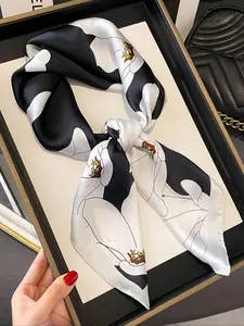 Fashionable Flower Pattern Square Scarf, Casual Soft Comfortable Shawl for Daily Wear, Fashion Accessories for Women & Girls