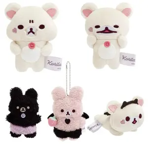 New Rilakkuma Little Devil Bear Sister Plush bear Keychain Plush Doll Pendant Kawaii Cute Doll Bag Pendant Mini Girls Gift Toy