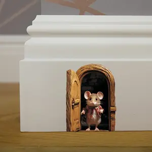 3D Mouse Hole Car Sticker, Cute Mouse Design Car Decal, Removable PVC Sticker, Multifunctional Use for Living Room, Bedroom, Kitchen, Car Exterior Accessories