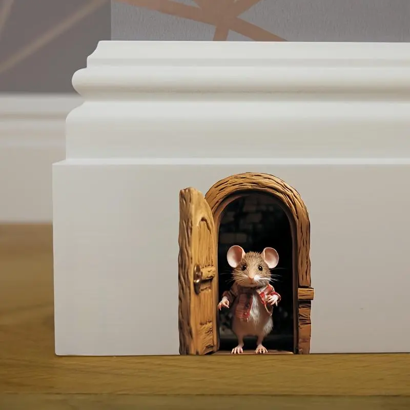 3D Mouse Hole Car Sticker, Cute Mouse Design Car Decal, Removable PVC Sticker, Multifunctional Use for Living Room, Bedroom, Kitchen, Car Decoration, Car Exterior Accessories
