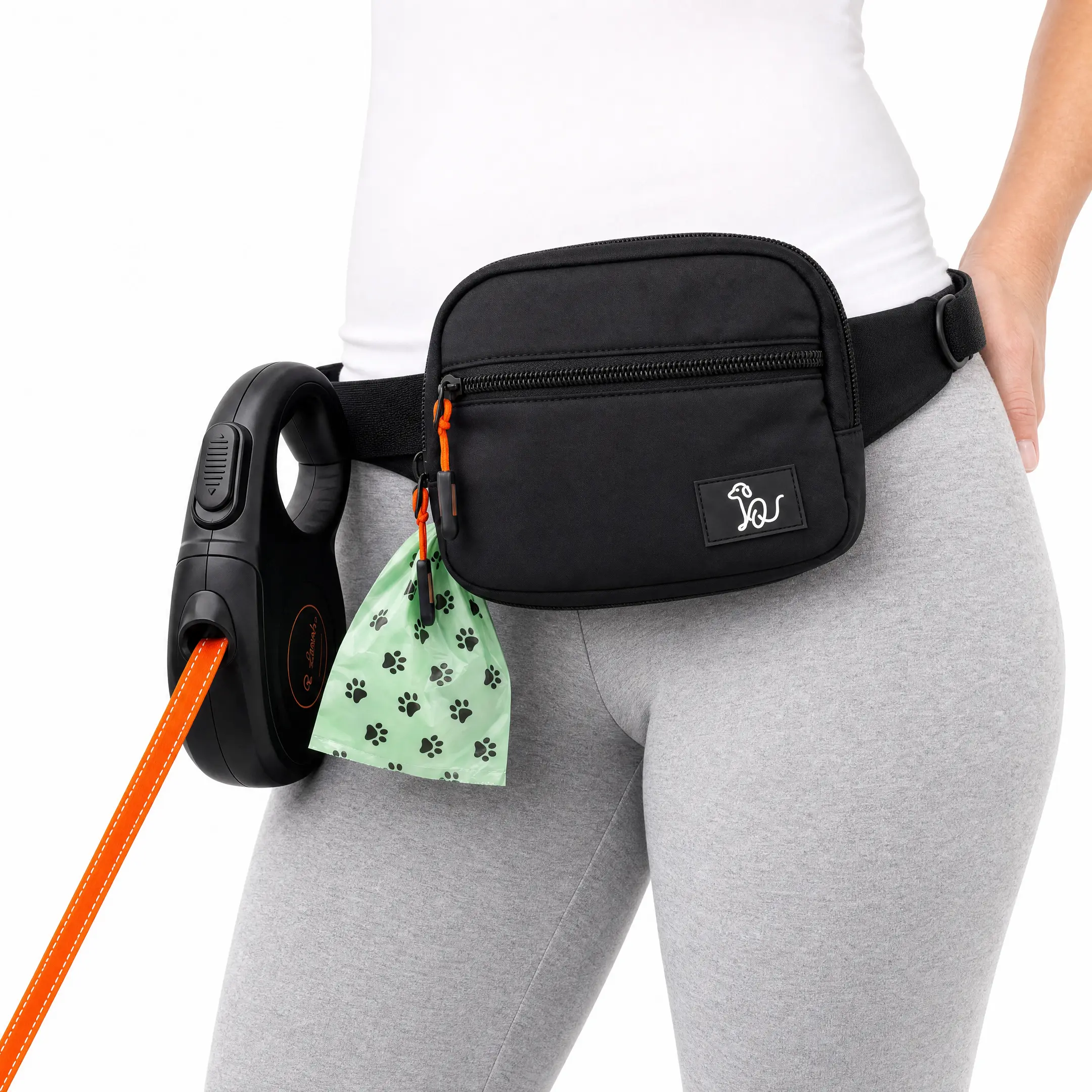 Hands Free Retractable Dog Leash with Waist Belt | 16FT Extendable Leash | Small & Medium Dogs | Comfortable Design Great for Walking and Jogging | 5' Bungee Leash Included | Q Leash