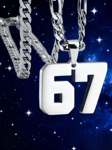 Men's Stainless Steel Cuban Link Chain Sports Number, Baseball/basketball/football Team Inspired Jewelry, Casual Style, All Seasons