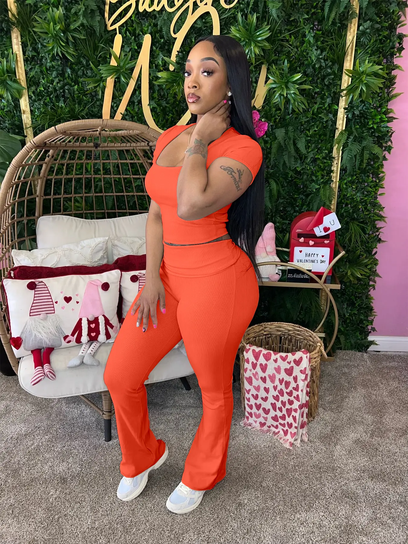 Women's 2026 Summer Ribbed 2-Piece Womenswear Set - Crop Top, High-Waist Stretchy Pants, Lounge Outfit