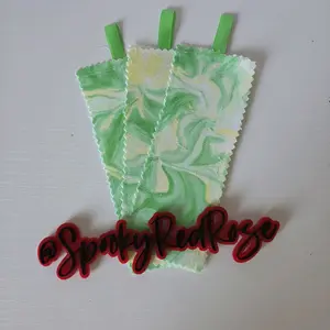 Retro green swirls handmade cloth bookmark