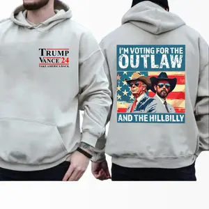 Trump I'm Voting For The Outlaw And Hillbilly American Flag Hoodie, Trum Vance 2024 Shirt, Election Shirt, Gifts for Trump Supporter, Full Size