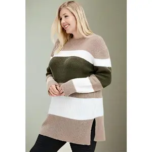 Reborn J Plus Sweater Tunic Dress - Taupe Olive