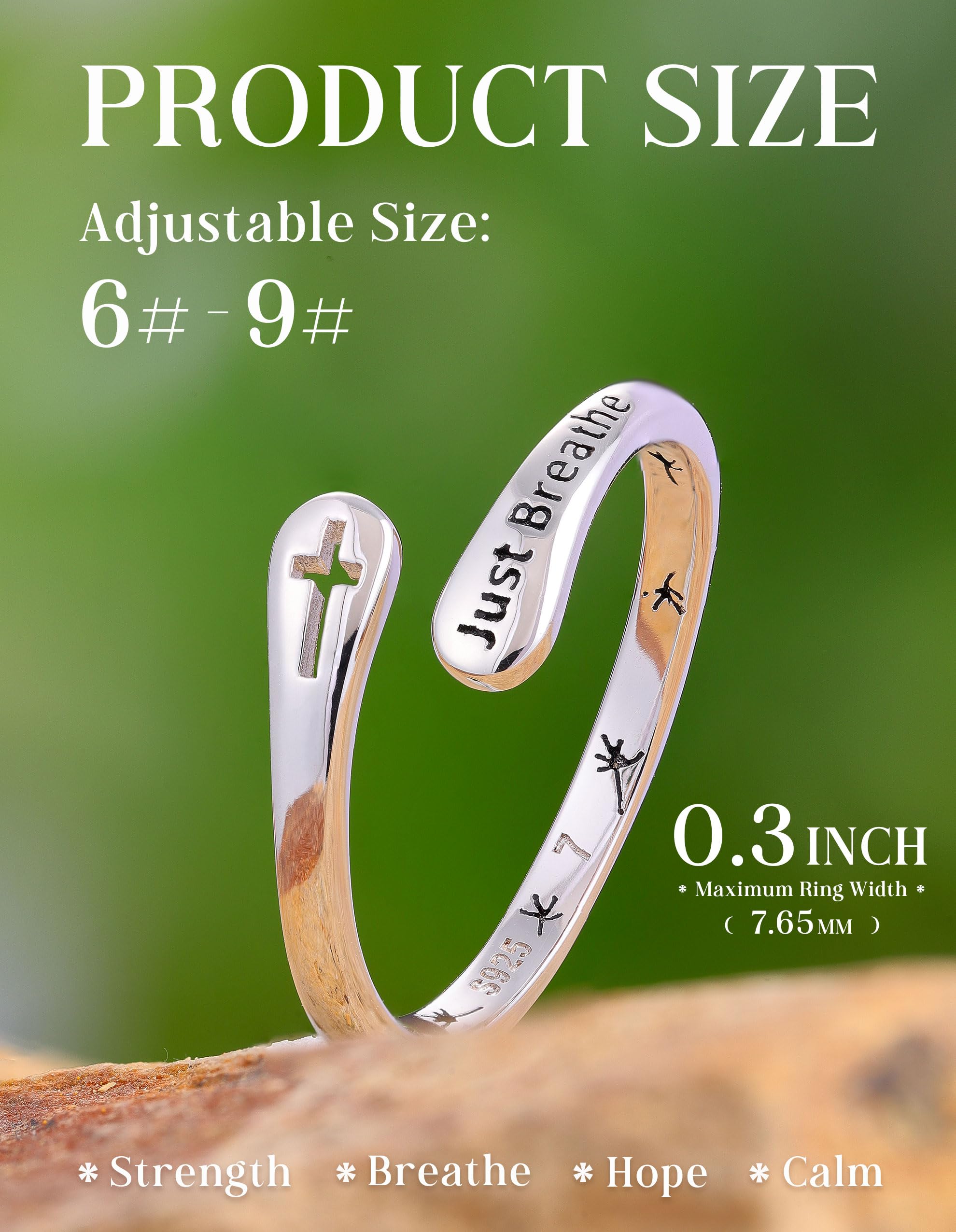 925 Sterling Silver Just Breathe Cross Ring for Women Men, Dainty Religious Faith Rings, Minimalist Anxiety Relief Jewelry Gift for Birthday Christmas Graduation, Hypoallergenic Silver Stacking Rings for Daily Wear 925 Sterling Silver Just Breathe Cross Ring for Women Men, Dainty Religious Faith Rings, Minimalist Anxiety Relief Jewelry Gift for Birthday Christmas Graduation, Hypoallergenic Silver Stacking Rings for Daily Wear