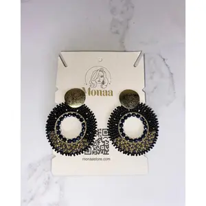 Timeless Elegance: Black Round Beaded Earrings