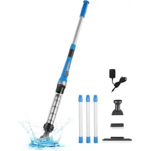 VEVOR Pool Vacuum, 8.5 GPM Handheld Cordless Hot Tub Vacuum with Extension Pole, for Deep Cleaning & Strong Suction, Rechargeable Pool Cleaner, Running up to 1Hour, for Above Ground/Inground Pool Spas