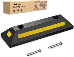 Nilight Parking Curb - Heavy Duty Rubber Garage Driveway Car Wheel Stopper Parking Aid Block Gadgets, 1-Pack Black Industrial Portable dealsforyoudays